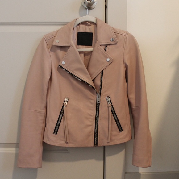 ALL SAINTS DALBY LEATHER JACKET IN MOONLIGHT PINK *sold out color* - Picture 8 of 10